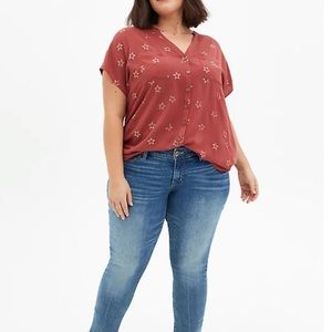 Dusty Rose Stars Challis Dolman Blouse